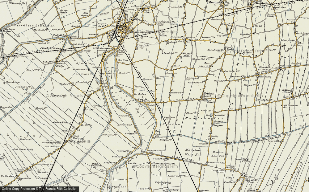 Old Map of Cowbit, 1901-1903 in 1901-1903