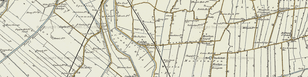 Old map of Cowbit in 1901-1903