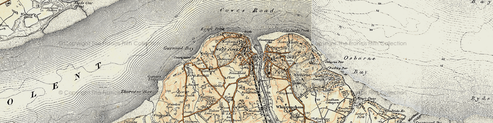 Old map of Cowes in 1897-1899