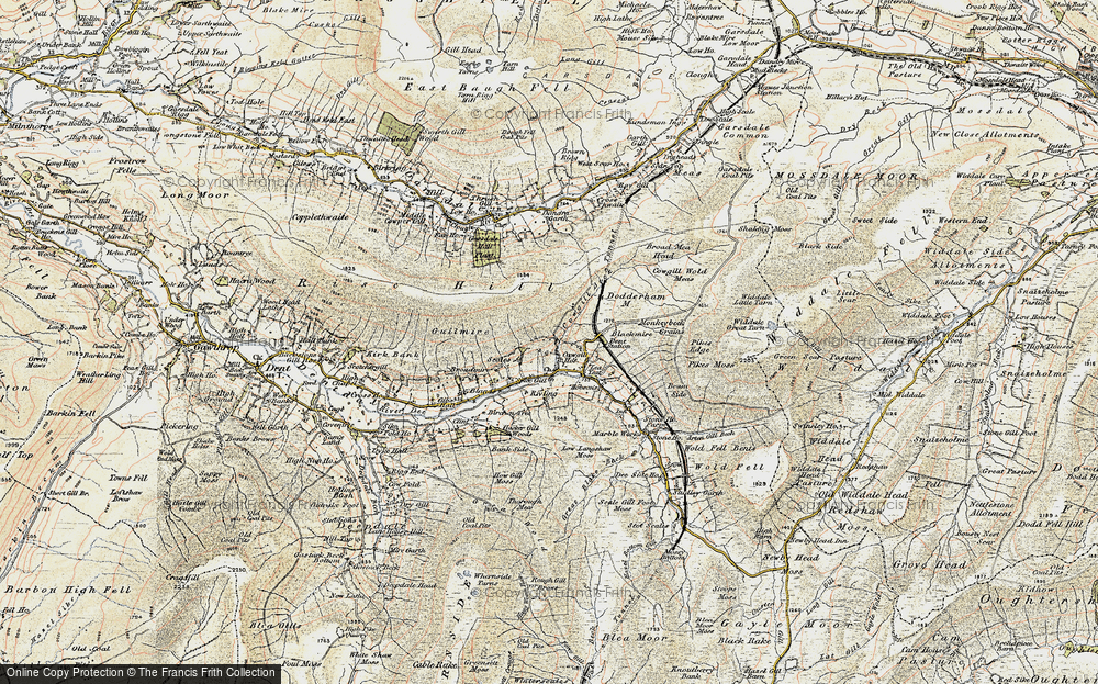 Old Map of Historic Map covering Broad Mea Head in 1903-1904