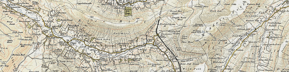 Old map of Cowgill in 1903-1904