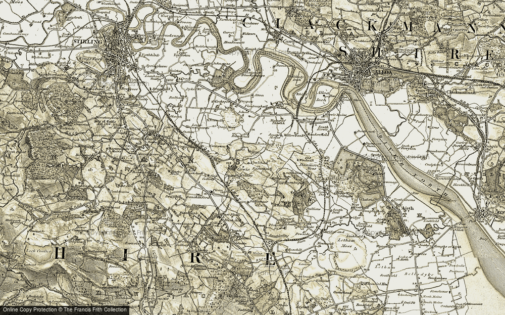 Old Map of Historic Map covering Bullions in 1904-1907