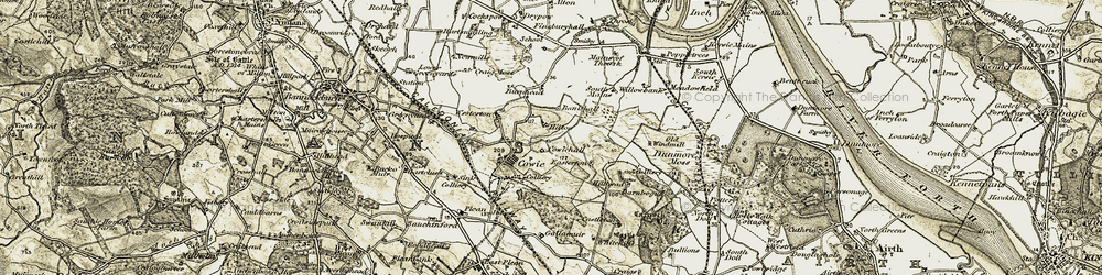 Old map of Cowie in 1904-1907