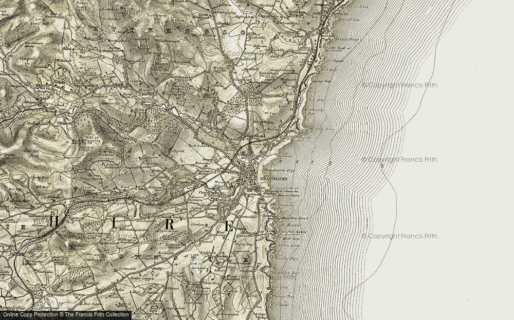 Old Map of Cowie, 1908-1909 in 1908-1909