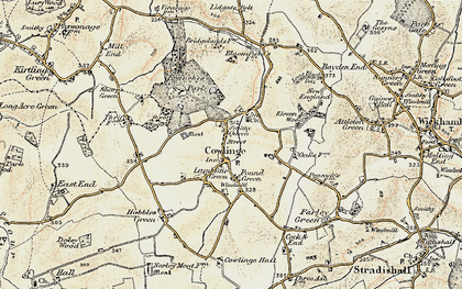 Old map of Cowlinge in 1899-1901