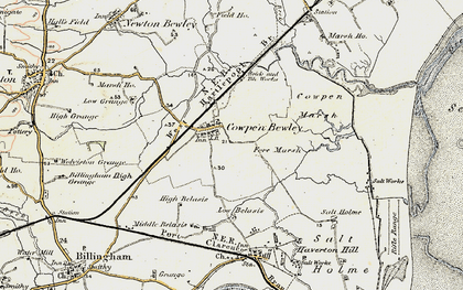 Old map of Cowpen Bewley in 1903-1904