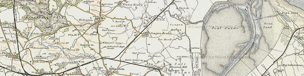 Old map of Cowpen Bewley in 1903-1904