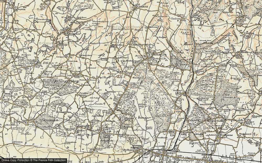 Old Map of Historic Map covering Blendworth Common in 1897-1899