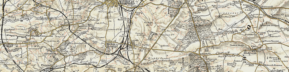 Old map of Cox Moor in 1902-1903