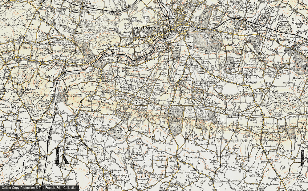 Old Map of Coxheath, 1897-1898 in 1897-1898