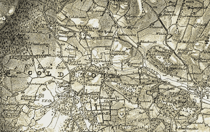 Old map of Coynach in 1908-1909