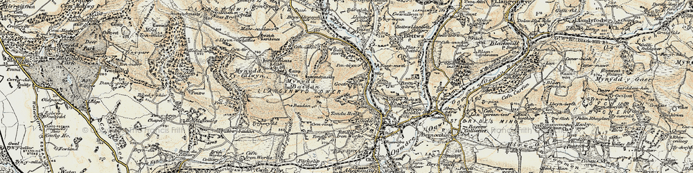 Old map of Coytrahên in 1900-1901