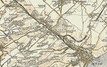 Old map of Crabble in 1898-1899