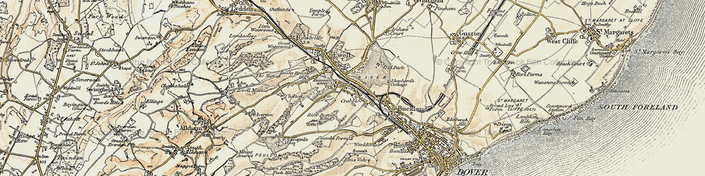 Old map of Crabble in 1898-1899