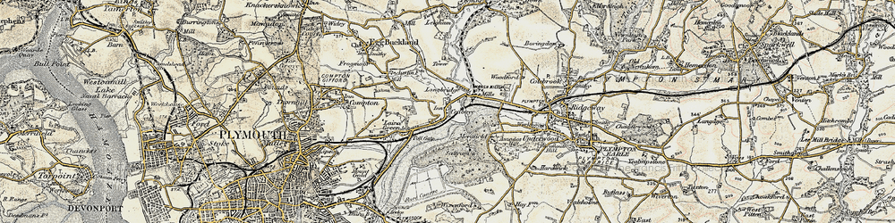 Old map of Crabtree in 1899-1900