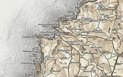 Old map of Tremoutha Haven in 1900