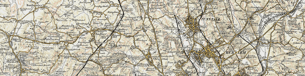 Old map of Bignall Hill in 1902