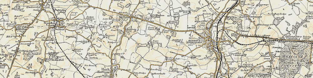Old map of Cradle End in 1898-1899