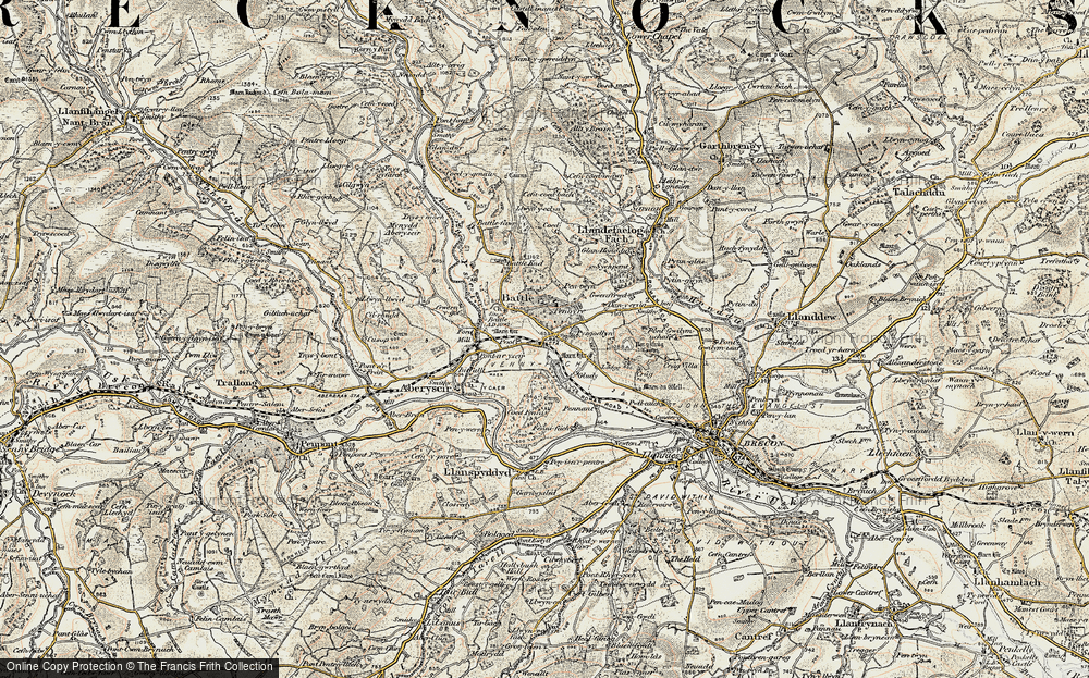 Old Map of Historic Map covering Penoyre in 1900-1901
