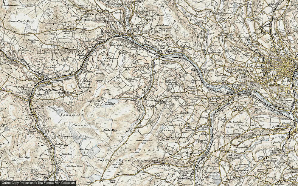 Old Map of Cragg Vale, 1903 in 1903
