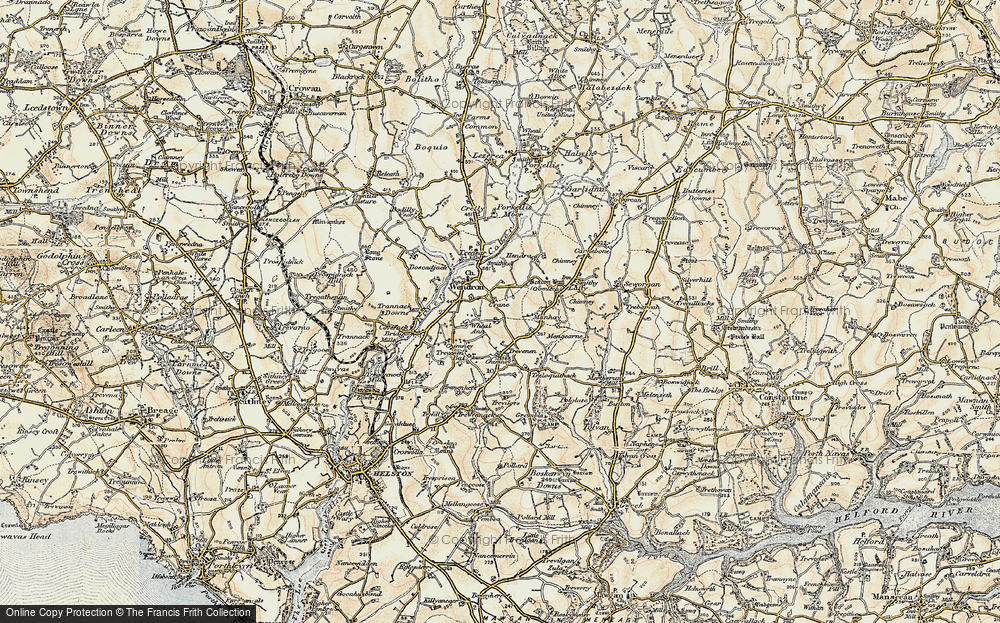 Old Map of Historic Map covering Boderwennack in 1900