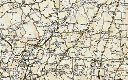 Old map of Boderwennack in 1900