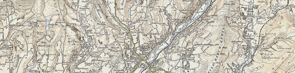 Old map of Craig Llangiwg in 1900-1901