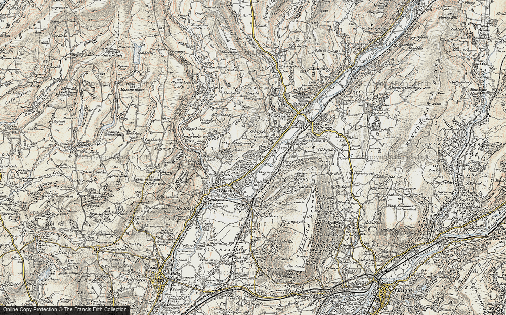 Old Map of Historic Map covering Ynys-y-mond in 1900-1901