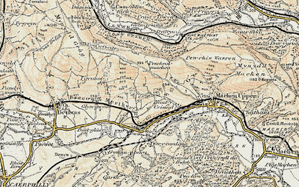 Old map of Craig-y-Rhacca in 1899-1900
