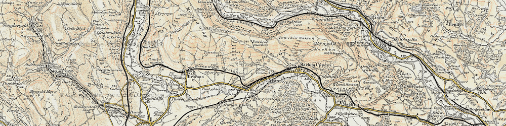 Old map of Craig-y-Rhacca in 1899-1900