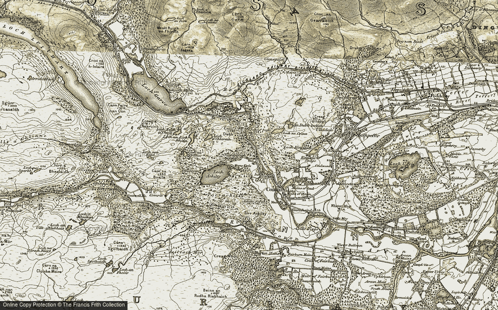 Old Map of Historic Map covering Altnabreac in 1908-1912