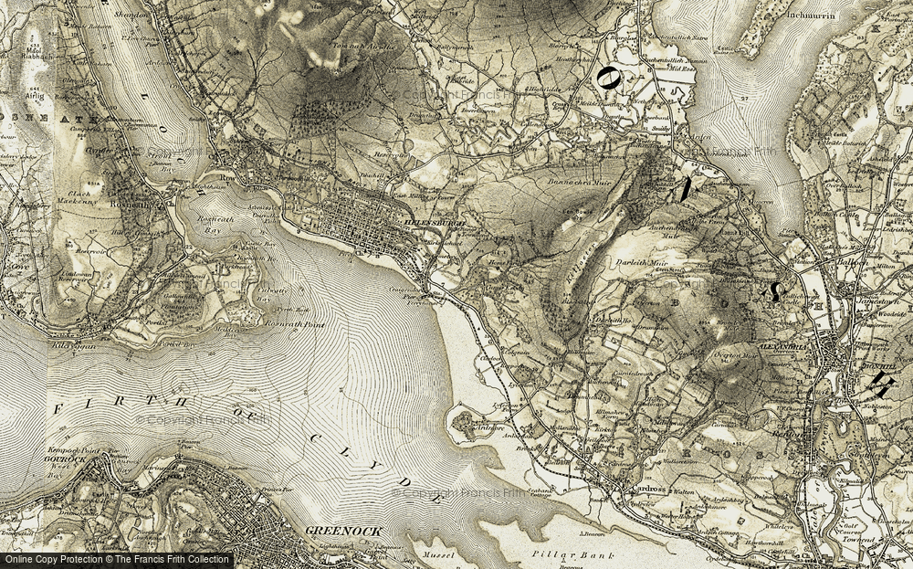 Old Map of Historic Map covering Bannachra Muir in 1905-1907