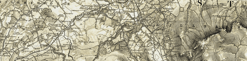 Old map of Aucheneck Ho in 1905-1907