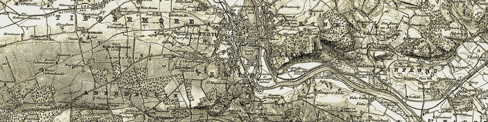 Old map of Craigie in 1906-1908