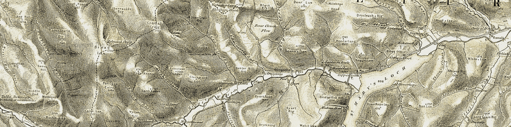 Old map of Linghope Burn in 1904