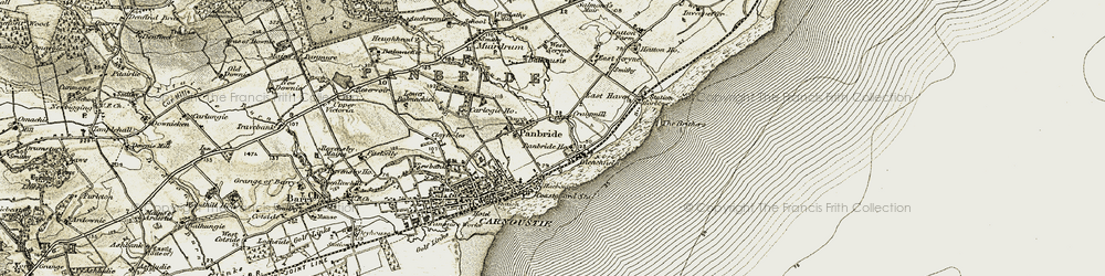 Old map of Craigmill in 1907-1908