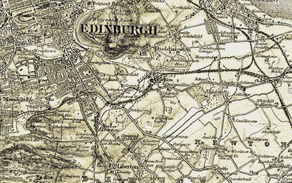 Old map of Braid Burn in 1903-1904