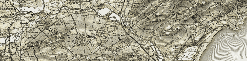 Old map of Burn of Balmakelly in 1907-1908