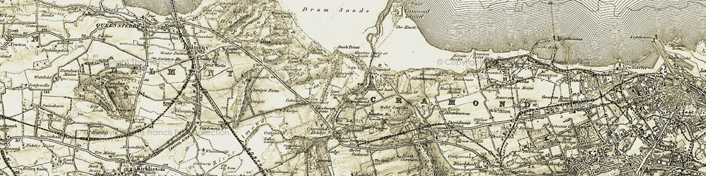 Old map of Cramond in 1903-1906
