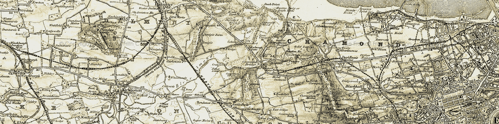Old map of Cramond Bridge in 1903-1906