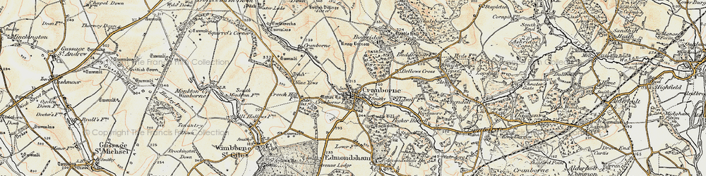 Old map of Cranborne in 1897-1909