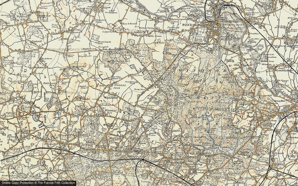 Old Map of Historic Map covering Winkfield Lodge in 1897-1909