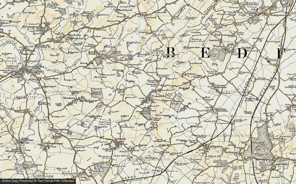 Old Map of Historic Map covering Cranfield Airport in 1898-1901