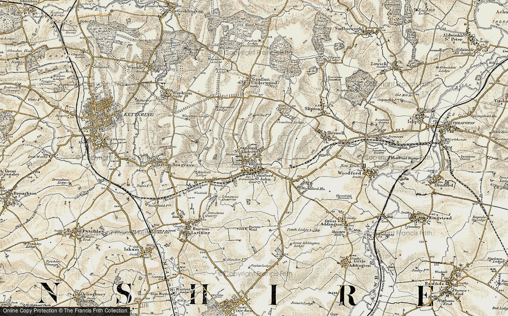 Old Map of Cranford St Andrew, 1901-1902 in 1901-1902