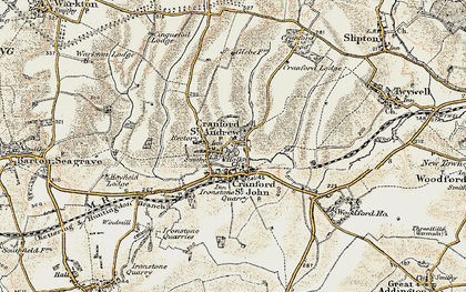 Old map of Cranford St Andrew in 1901-1902