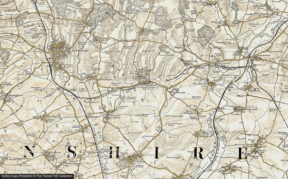 Old Map of Historic Map covering Burton Wold in 1901-1902