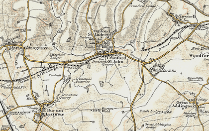 Old map of Cranford St John in 1901-1902