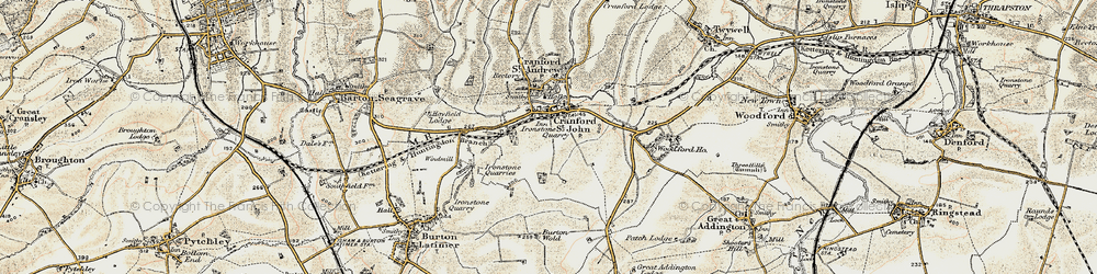 Old map of Cranford St John in 1901-1902