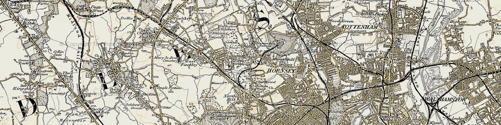 Old map of Cranley Gardens in 1897-1898