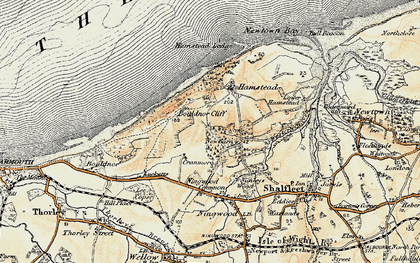 Old map of Bouldnor Cliff in 1899-1909